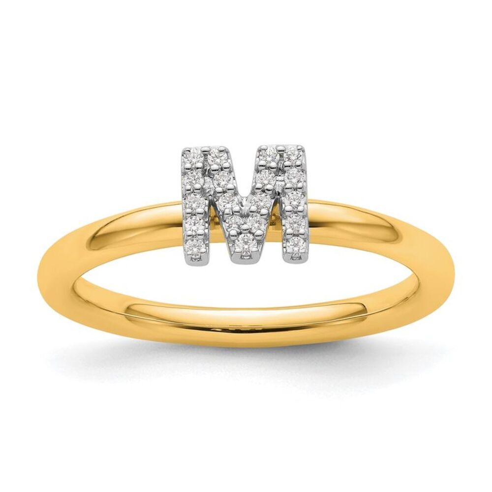 Kazi Luxury 14k Yellow Gold Stackable Diamond Ini… - image 1
